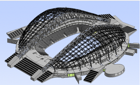 Overall look of the stadium’s BIM model